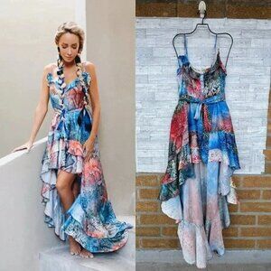 SUKISO WOMEN'S JULIET HIGH TO LOW DRESS IN RAINBOW SNAKESKIN LARGE